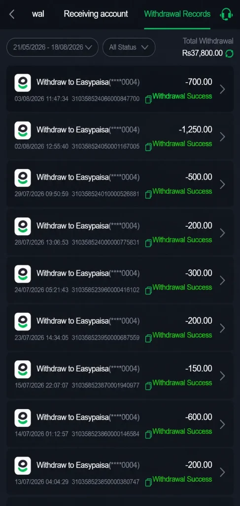Z78 Game Recived amount
